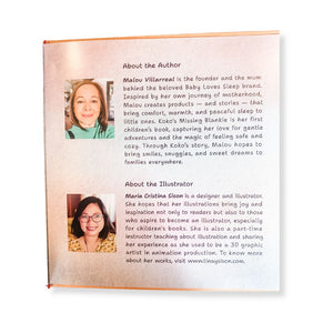 Author and illustrator information for 'Koko's Missing Blankie', an adorable children's bedtime story book