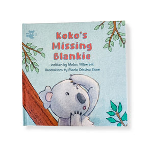 Book cover of 'Koko's Missing Blankie', a calming bedtime story book designed for baby and toddler bedtime routine