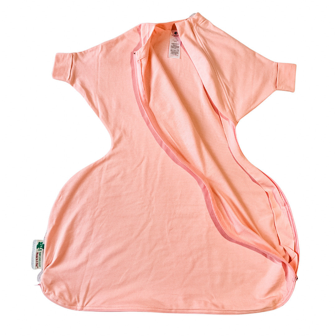 Summer light weight baby sleeping bag for babies wearing a hip harness