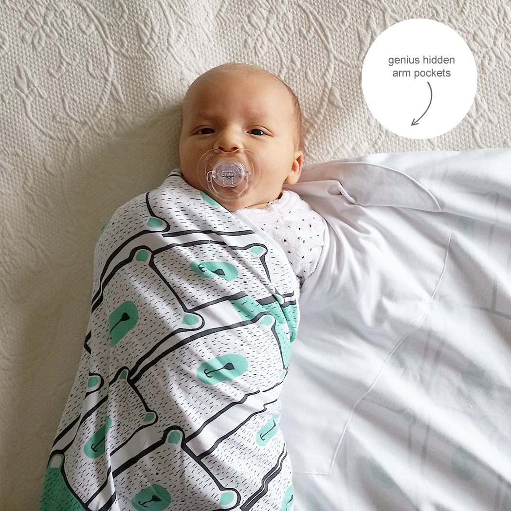 Newborn swaddle blanket wrap with arm pockets