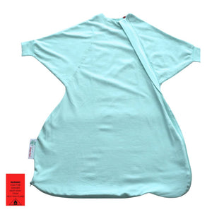 Hands out baby sleep sack with arms for rolling babies