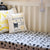 Modern geo jersey fitted cot sheets made using 100% GOTS organic cotton