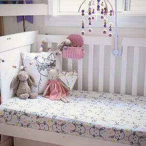 Organic Jersey Fitted Cot Sheets - Some Bunny Loves You