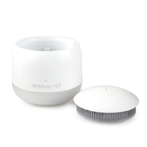 Aroma Snooze sleep aid is a humidifier, vaporiser, air purifier, red light therapy, plays white noise and pink noise, heartbeat sounds, rain sounds and lullabies plus has a voice recorder.