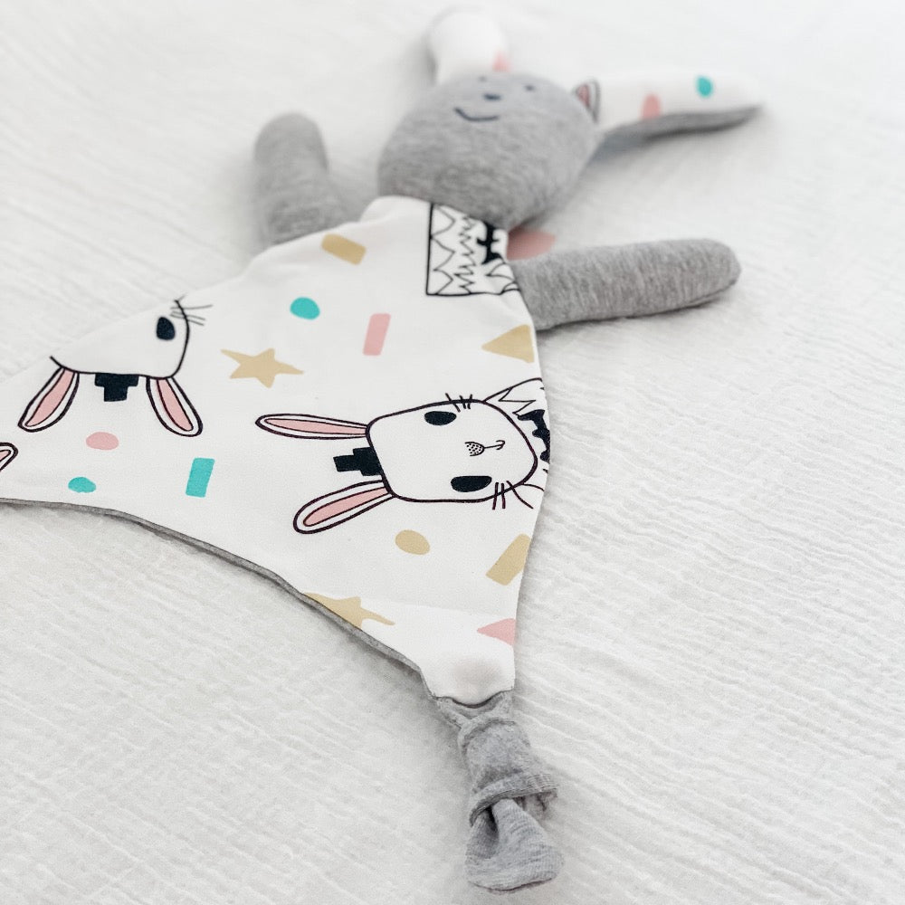 baby security blanket grey bunny doll