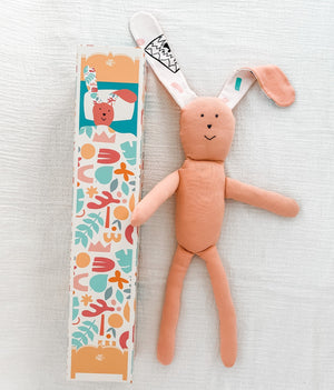 soft pink bunny doll organic