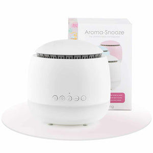 Aroma Snooze sleep aid is a humidifier, vaporiser, air purifier, red light therapy, plays white noise and pink noise, heartbeat sounds, rain sounds and lullabies plus has a voice recorder.