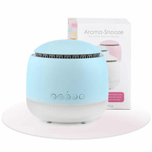 Aroma Snooze sleep aid is a humidifier, vaporiser, air purifier, red light therapy, plays white noise and pink noise, heartbeat sounds, rain sounds and lullabies plus has a voice recorder.