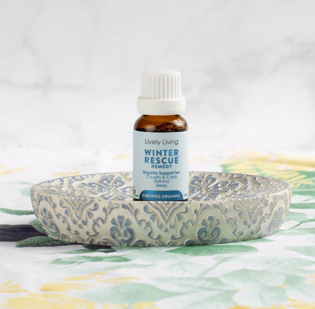 Winter Rescue Oil is certified organic pure essential oil for assisting with coughs & colds, asthma and sleep.