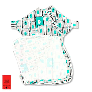 Mint bear baby sleepsuit with zipper for nappy changing