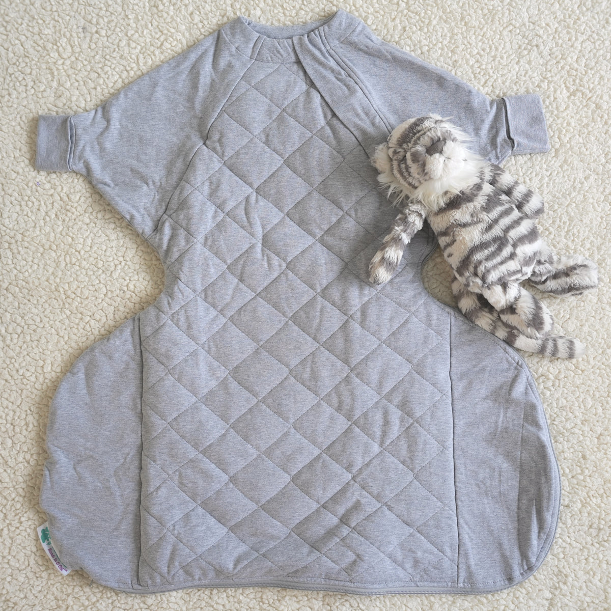 Baby sleep bag for babies wearing a hip harness brace by Baby Loves Sleep