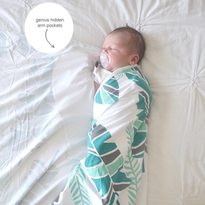 Newborn swaddle blanket wrap with genius arm pockets