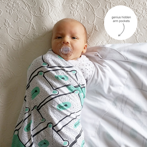 Newborn baby swaddle blanket wrap with genius arm pockets