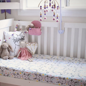 Contemporary organic cotton fitted cot sheets