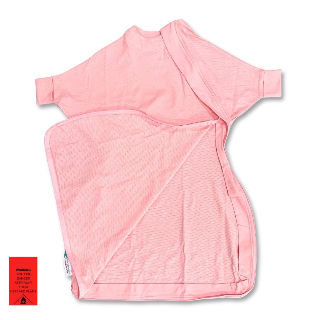 Summer pink baby sleep sack with zipper for easy nappy changing