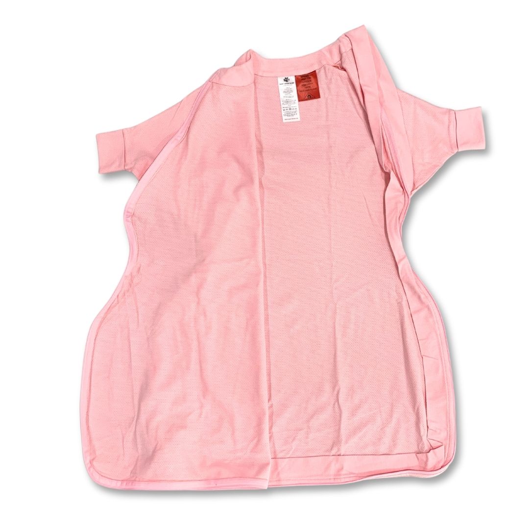 Summer pink baby sleep sack made with breathable organic cotton