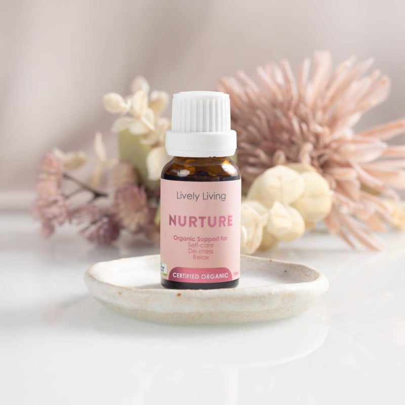 A soothing blend which is calming and nurturing consisting of organic Patchouli and Orange, with sweet organic Geranium and Lavender.