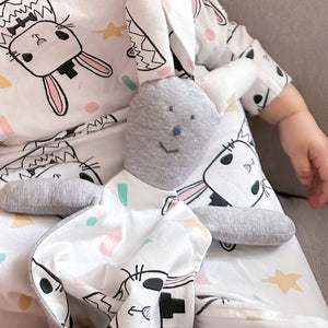 baby comforter security blanket grey bunny doll