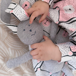 organic soft grey bunny doll for toddlers