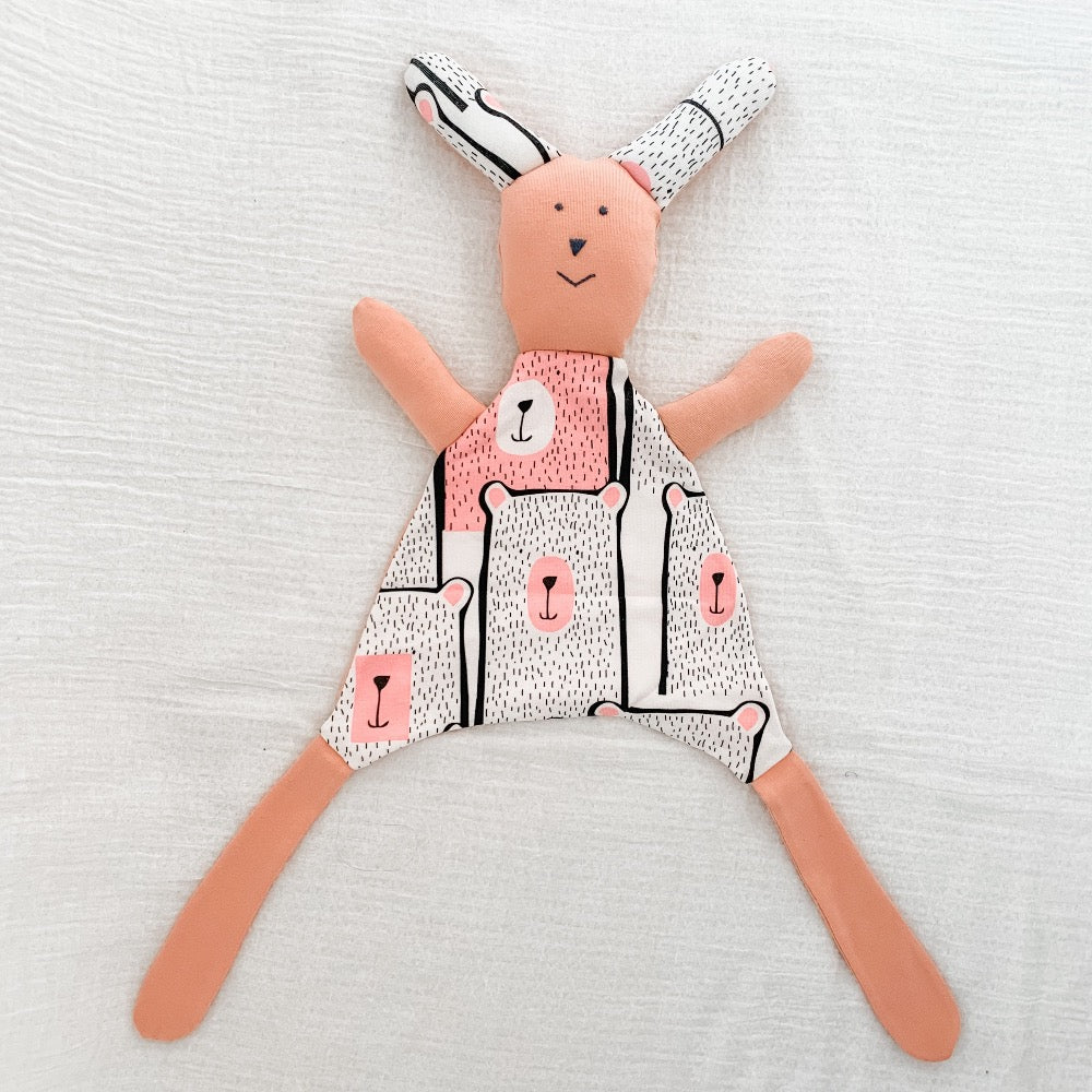 pink bunny baby security blanket