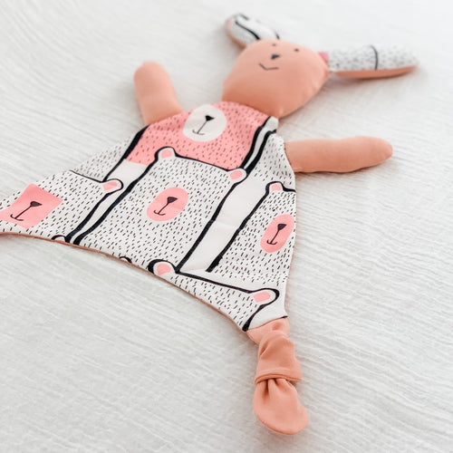 Bunny Hugs Baby Comforter - Peach Pink / Pinky Bears